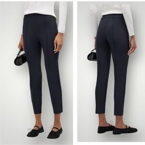 Lafayette 148 Gramercy Acclaimed Stretch Pants Blue Pintuck Slim Ankle Size 10